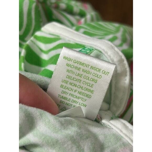 LILLY PULITZER Daisy Darling Stretch Tunic Top Elbow Sleeve Green Pink Size M - Picture 8 of 9